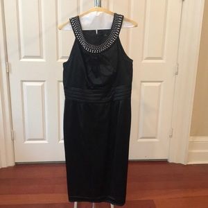 White House Black Market Black Satin Pearl Dress